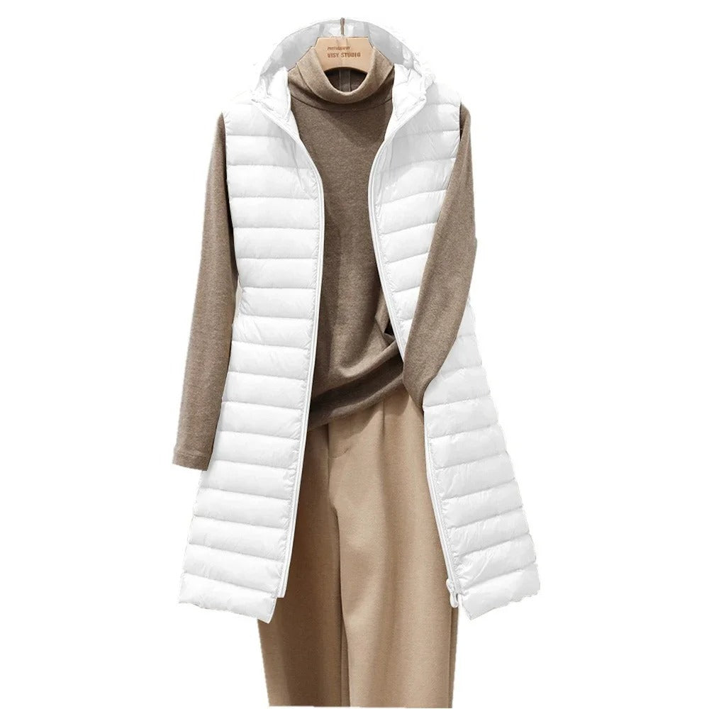 Women's Hooded Light Down Padded Sleeveless Jacket for Autumn & Winter