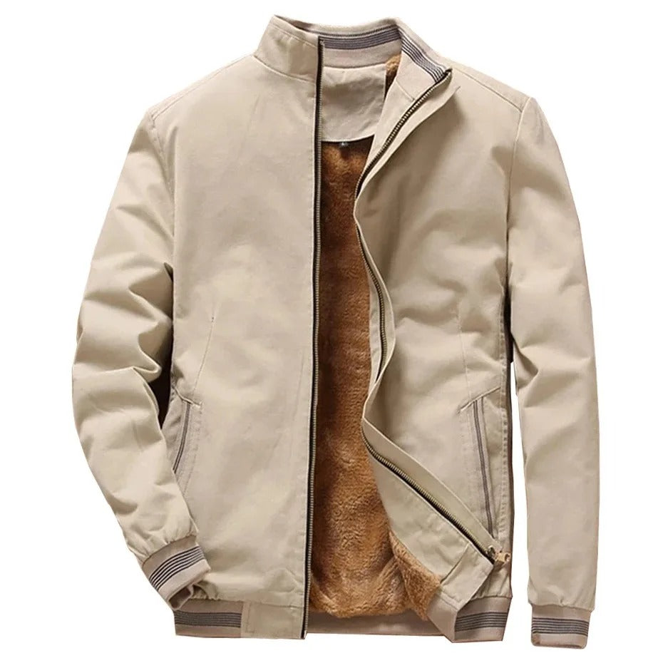 Men's Casual Fleeced Bomber Jacket for Autumn & Winter