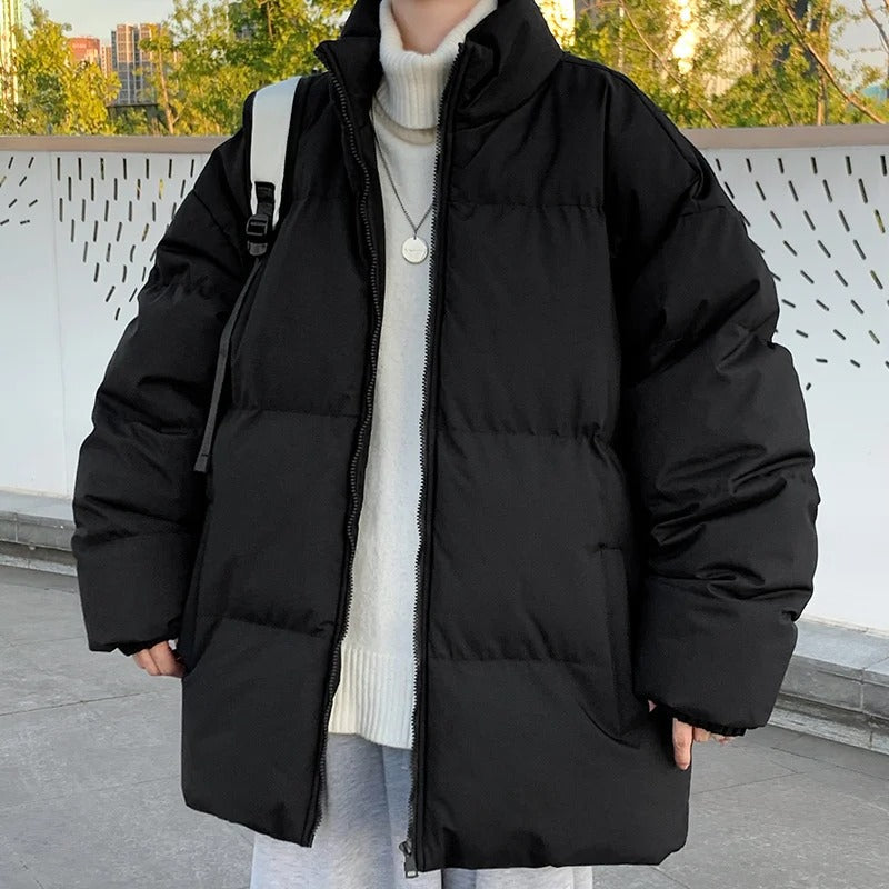 Men's Casual Oversized Stand Collar Winter Puffer Jacket